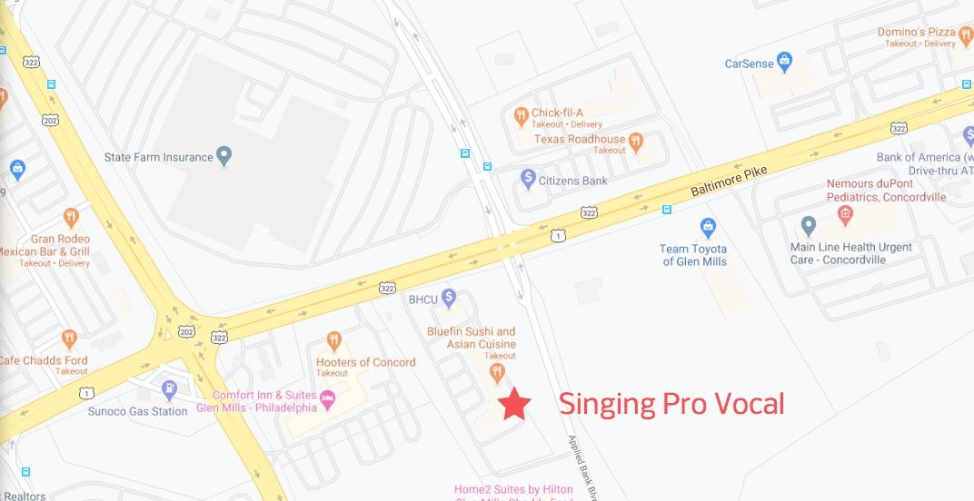 A map showing the location of Singing Pro Vocal Studio